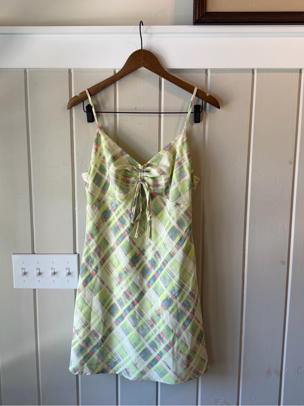 NWOT Women’s Forever 21 Neon Lime & Pink Slip Dress, Size Large